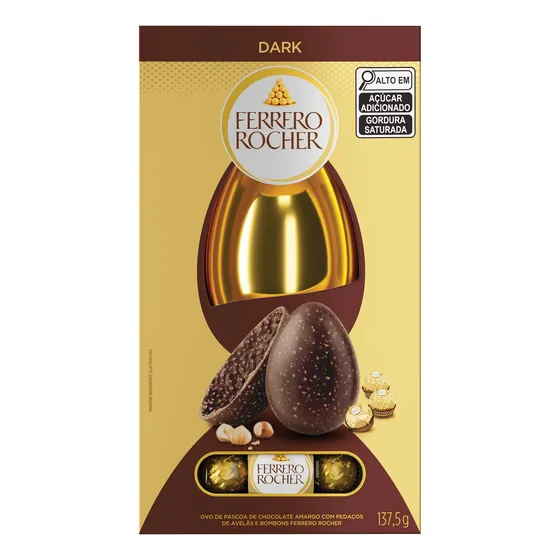 Ovo De Páscoa Ferrero Rocher Avelãs Chocolate Dark 137g